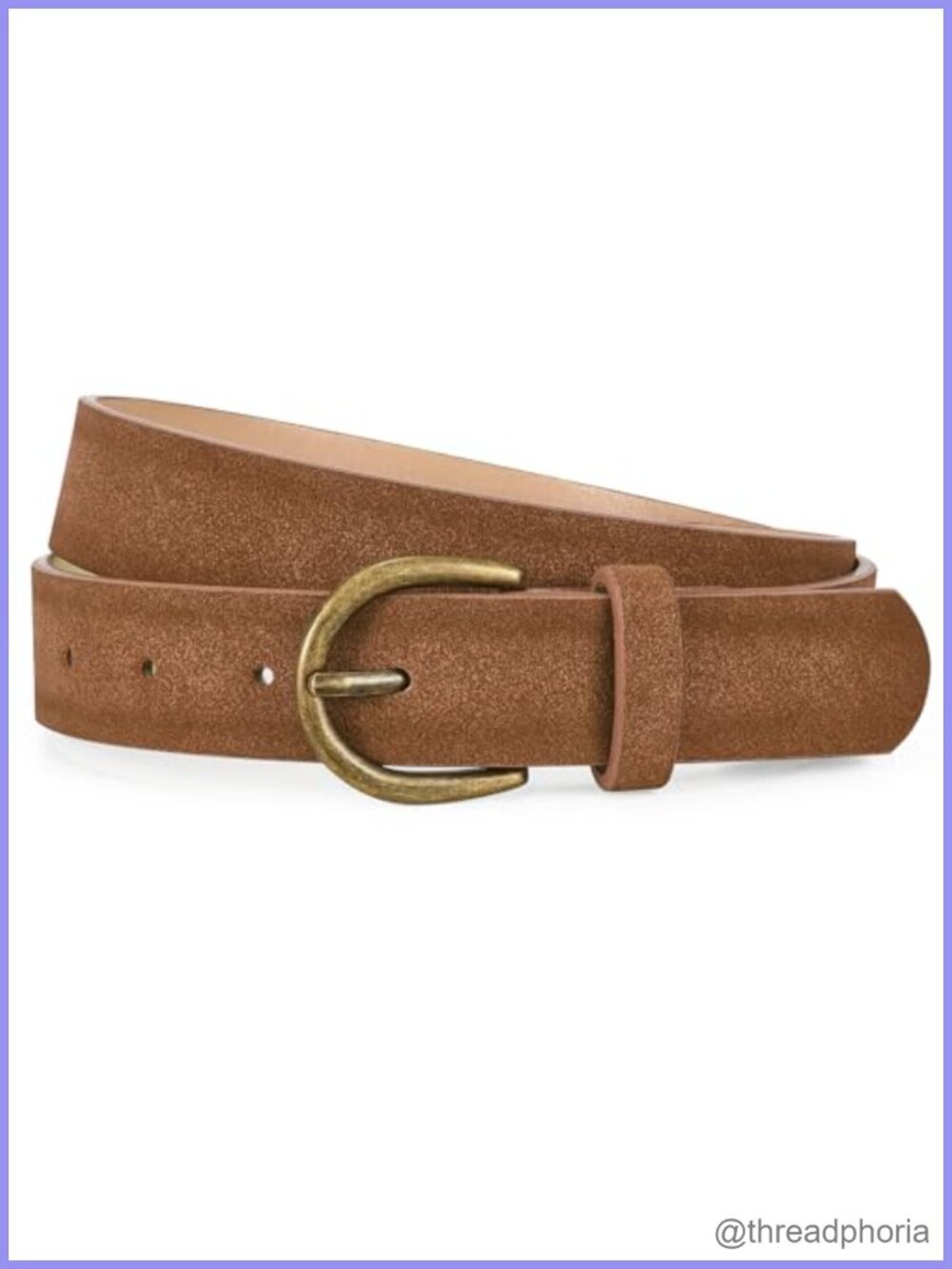 Suede Leather Belt for Jeans Vintage Bronze Buckle Adjustable